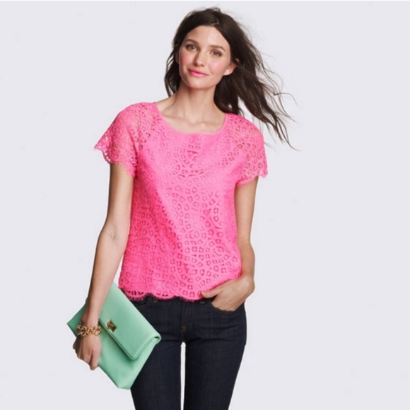 Pink Scallop Lace Tee by J. Crew - Picture 2 of 9